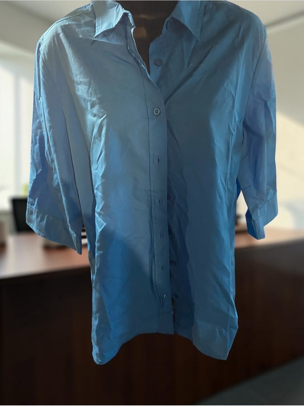 Light Blue Women's Button-Up Blouse